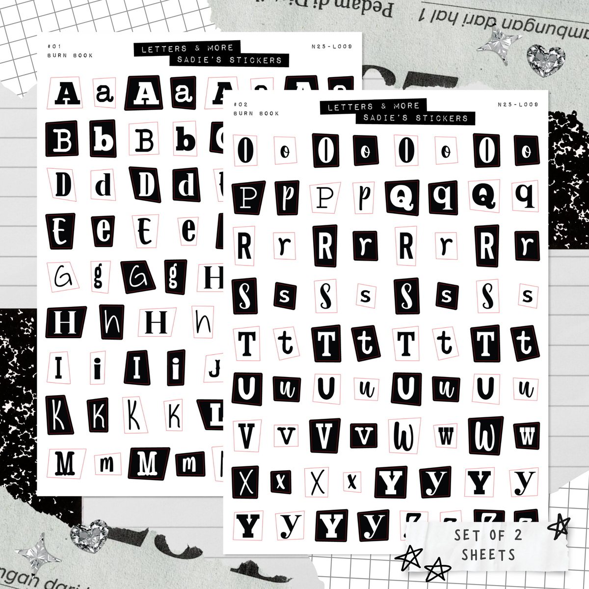 Burn Book Letter Set • Letters & More – Sadie's Stickers