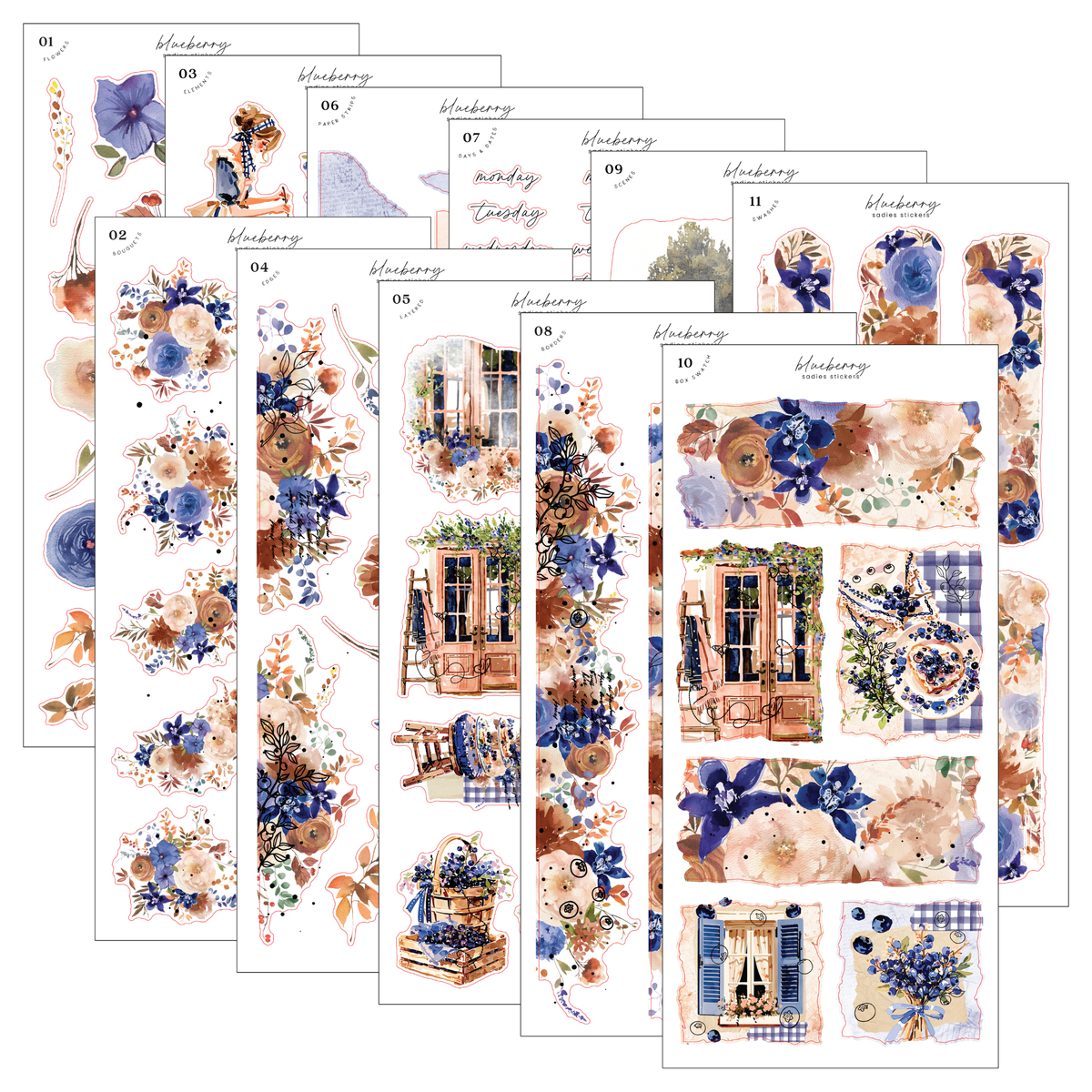 Blueberry Kit | Decorative Kit – Sadie's Stickers