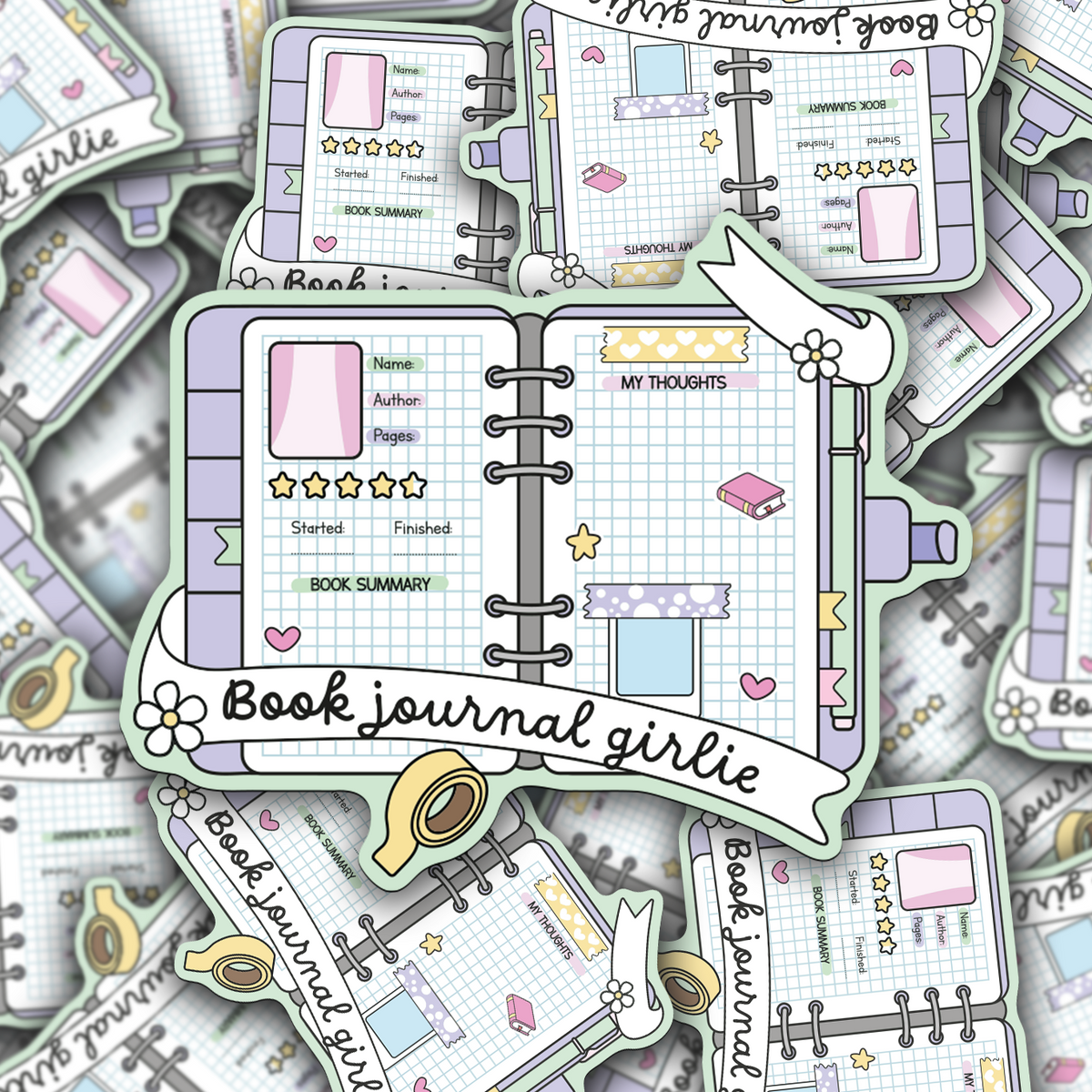 Book Journal Girlie • Vinyl Sticker – Sadie's Stickers