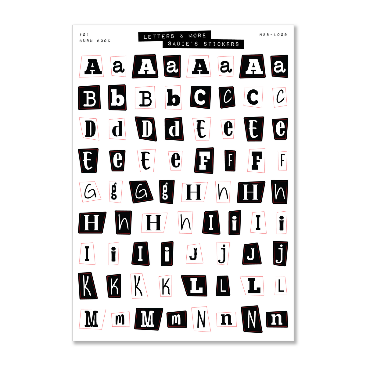Burn Book Letter Set • Letters & More – Sadie's Stickers