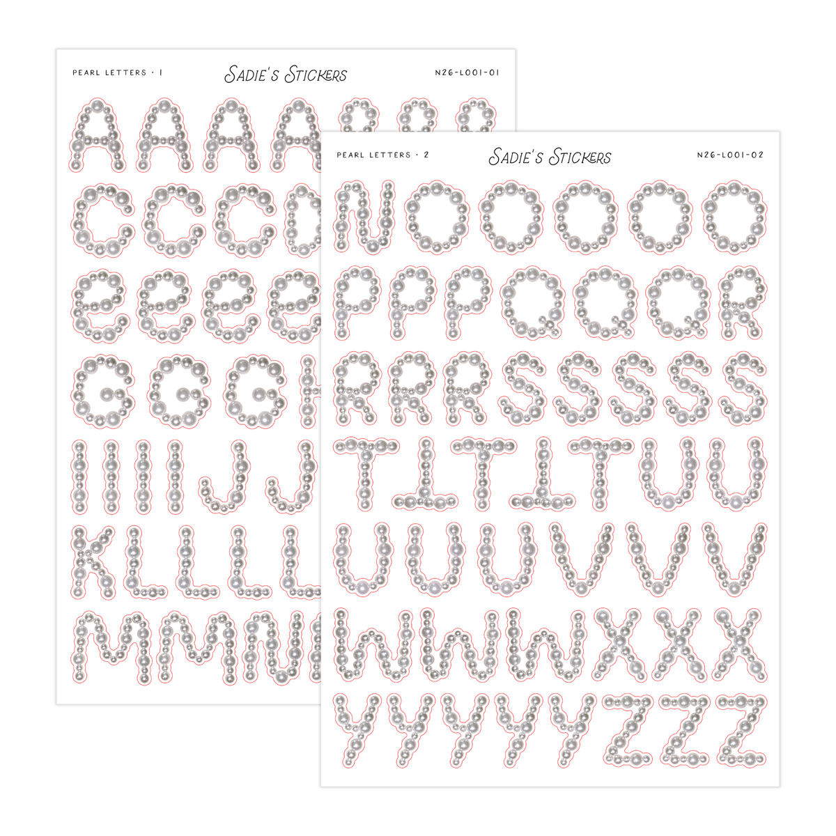 Pearl Letter Set • Letters & More – Sadie's Stickers