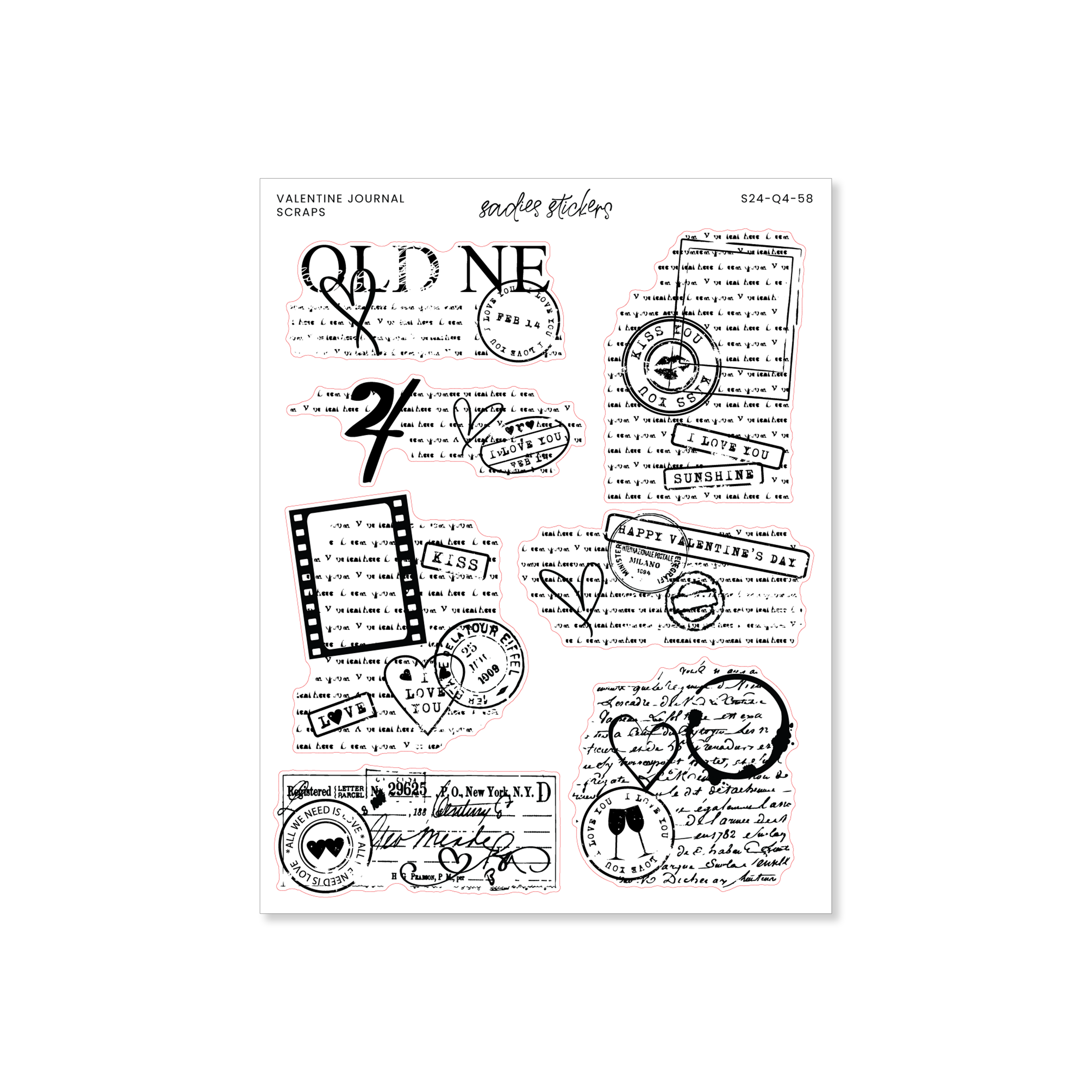 Valentine Journal Scraps – Sadie’s Stickers