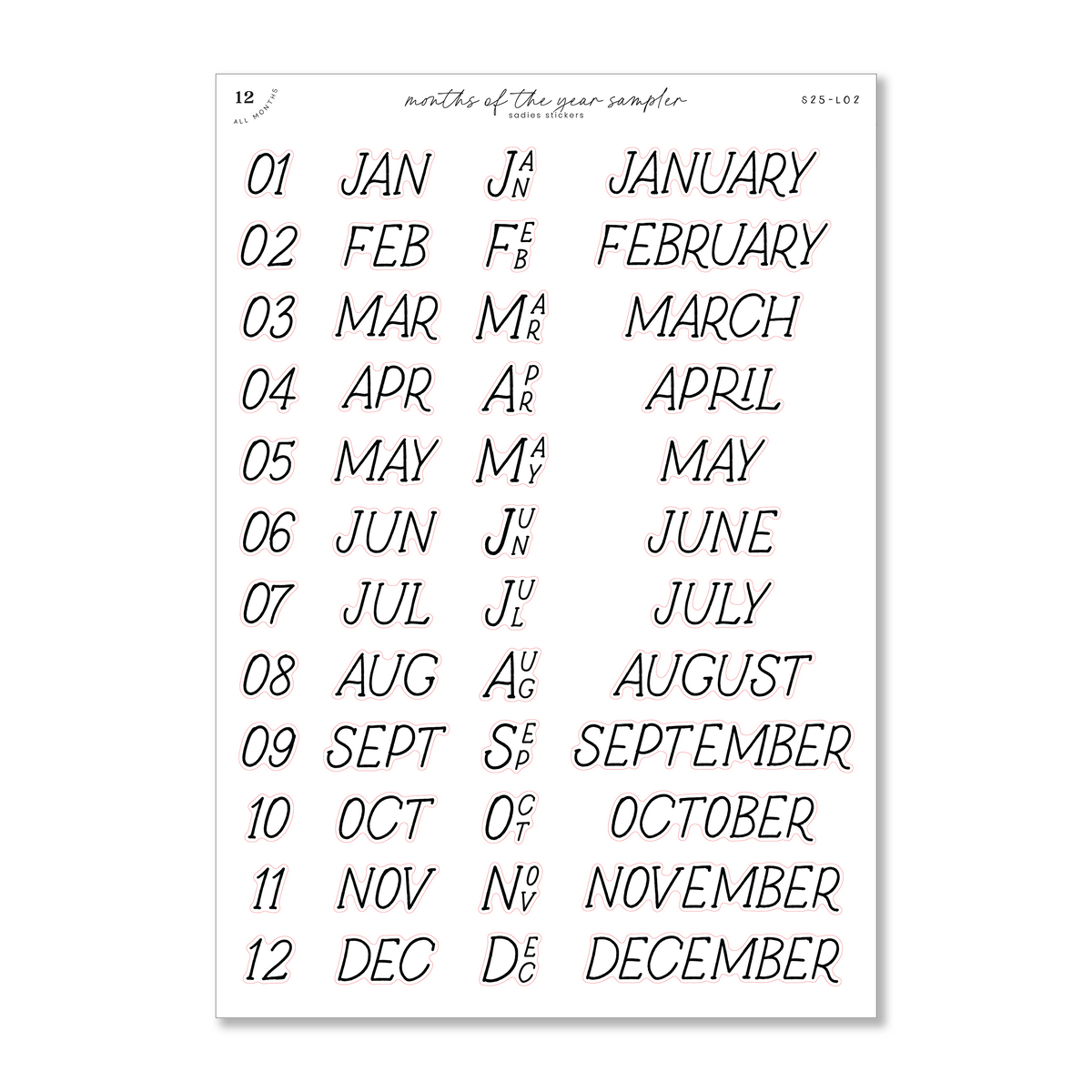 Months of the Year Sampler – Sadie's Stickers