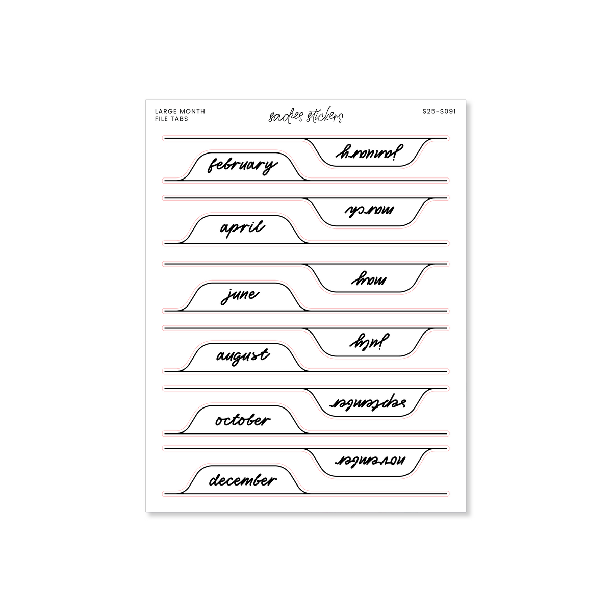 File Tab Monthly Large Month File Tabs – Sadie's Stickers