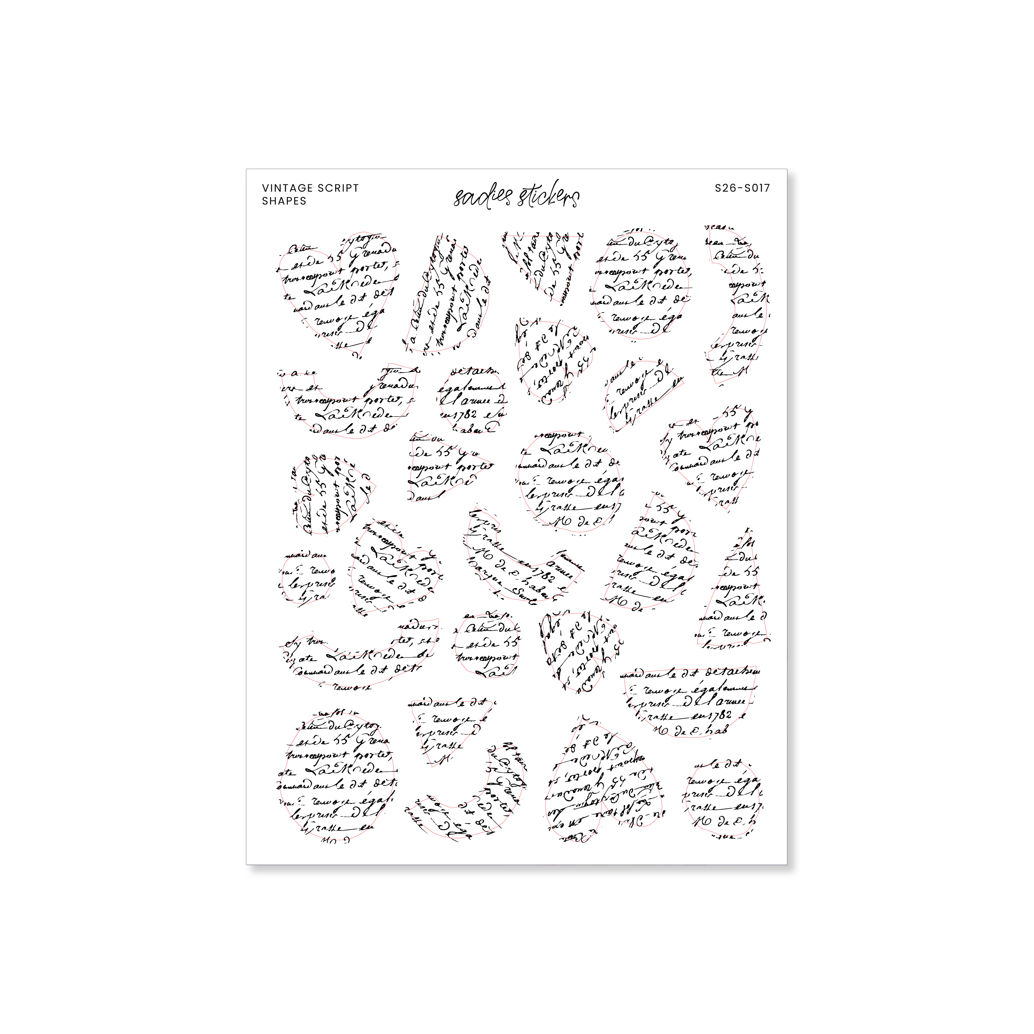 Vintage Script Shapes – Sadie's Stickers