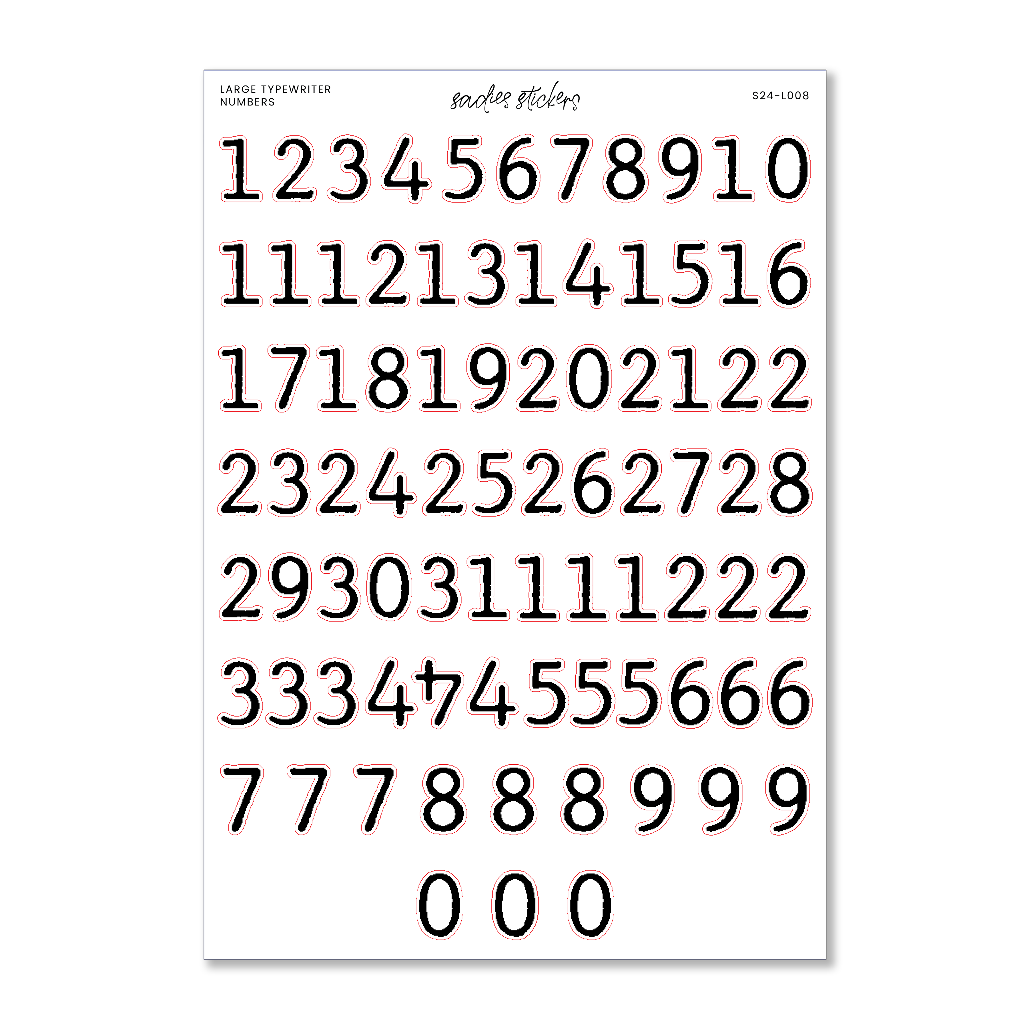 Large Typewriter Numbers – Sadie's Stickers