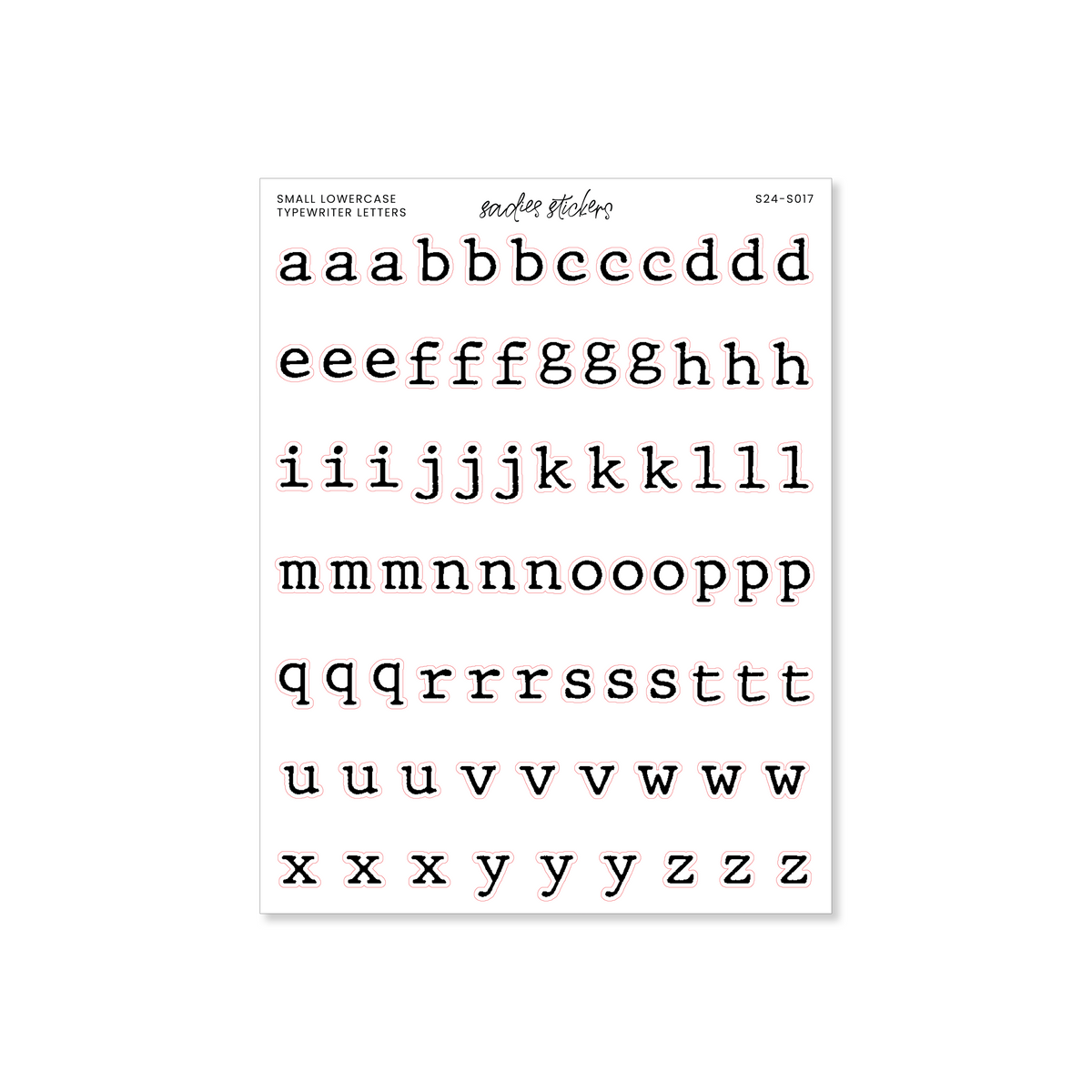 Tite Letters Small Lowercase Typewriter Letters – Sadie's Stickers